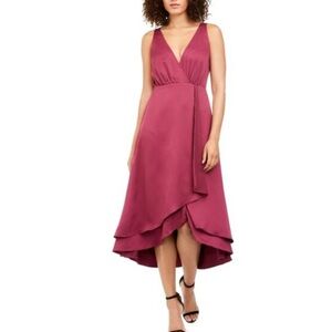 French Connection Sleeveless High Low Dress in Berry